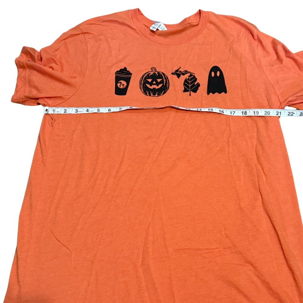 Michigan Halloween Graphic Tee Bella + Canvas Women’s XL Orange Fall‎ Shirt - Picture 6 of 8